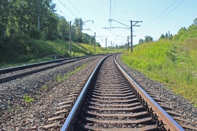 荒野森林火车轨道图片